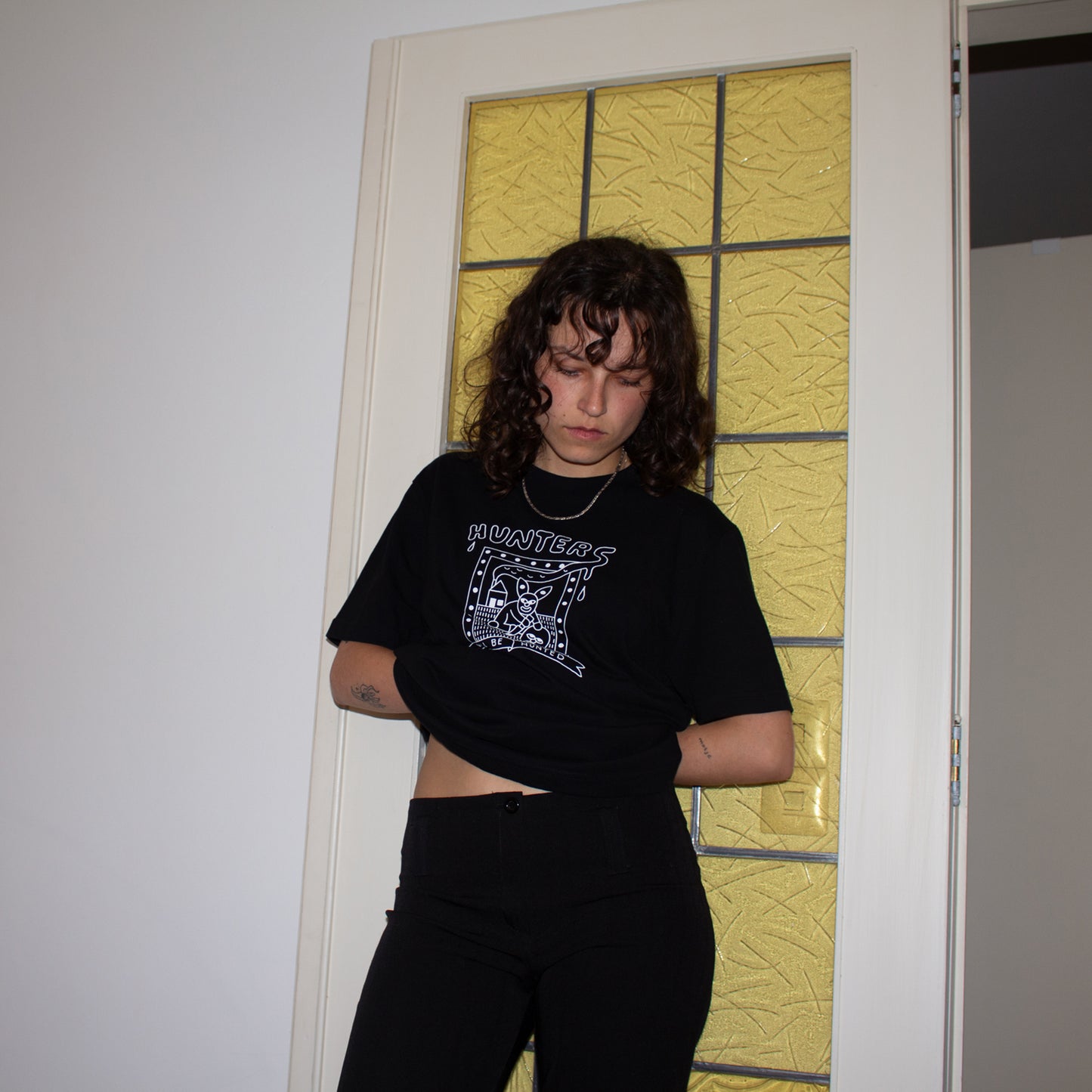 Vegan activism T-Shirt 'Hunters will be hunted', portrait front