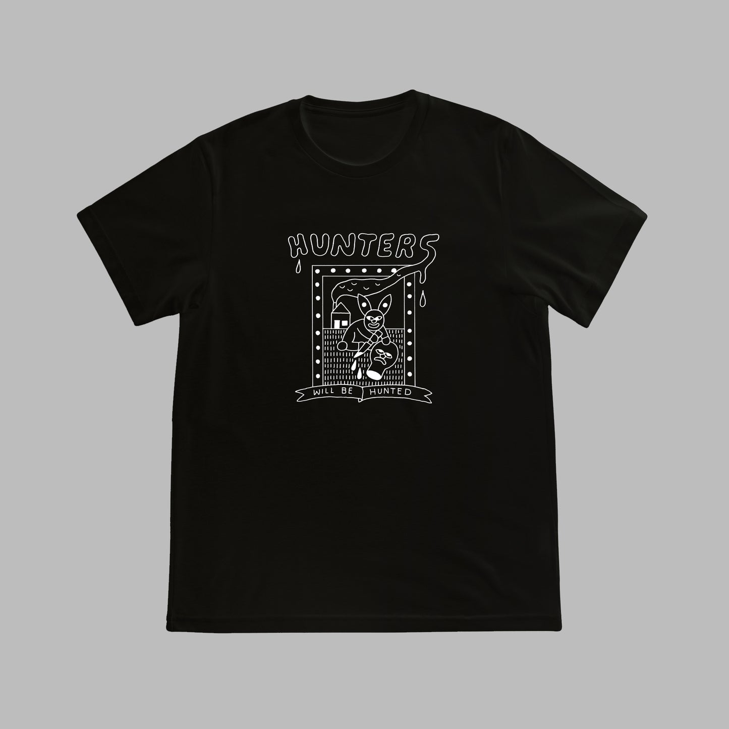 Vegan activism T-Shirt 'Hunters will be hunted', frontprint