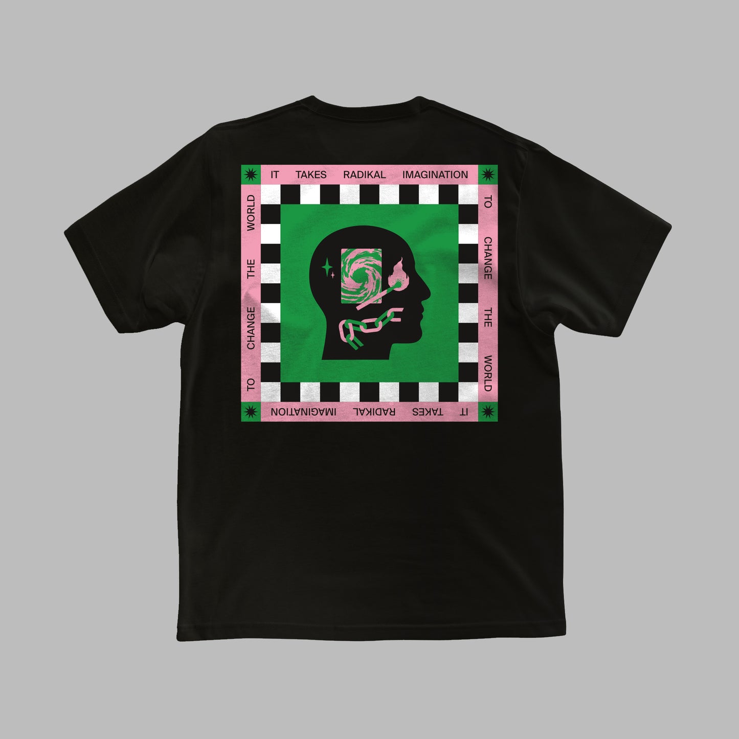 Vegan T-Shirt 'It takes radikal imagination to change the world', backprint