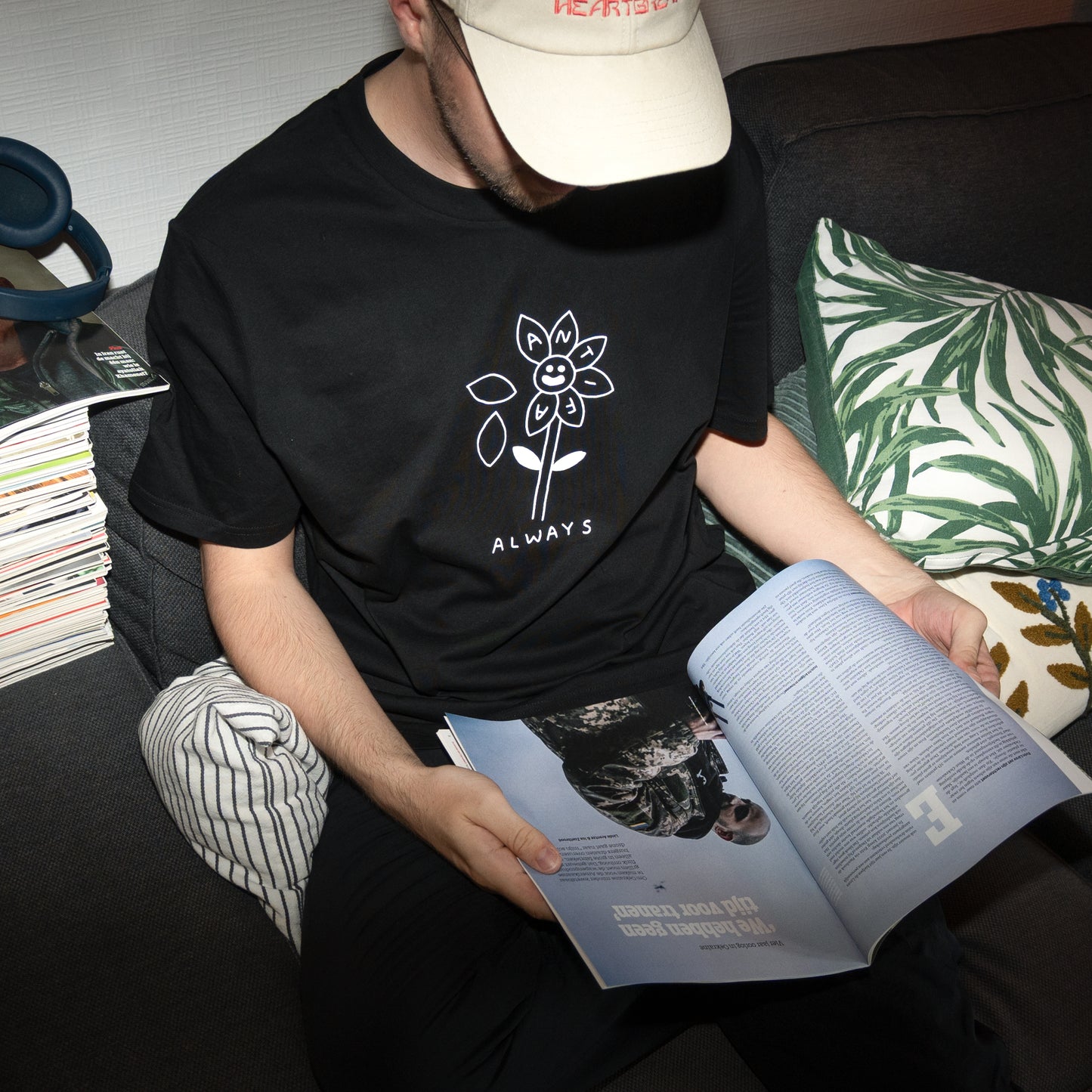 T-Shirt 'Always Antifa',  Black