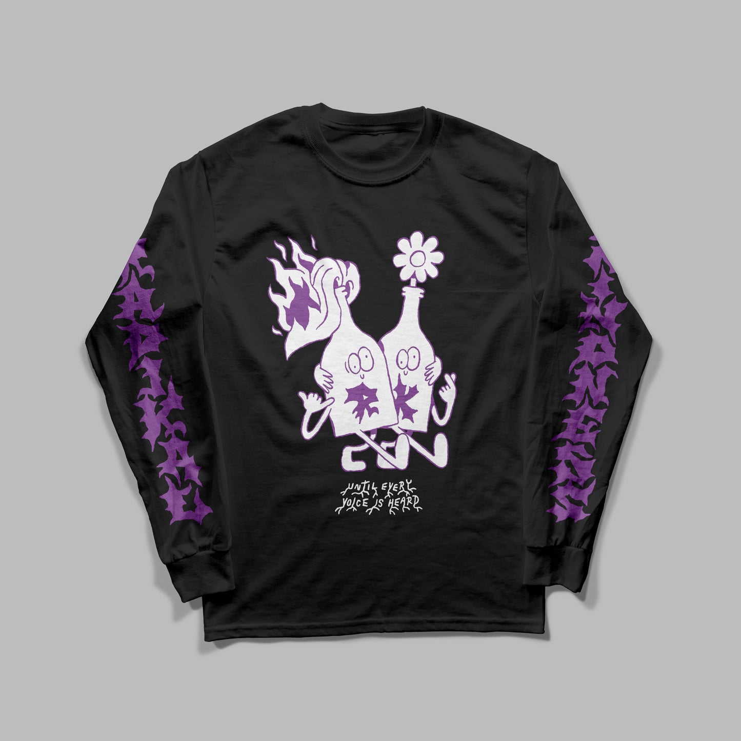 Vegan longsleeve 'Until every voice is heard', frontprint