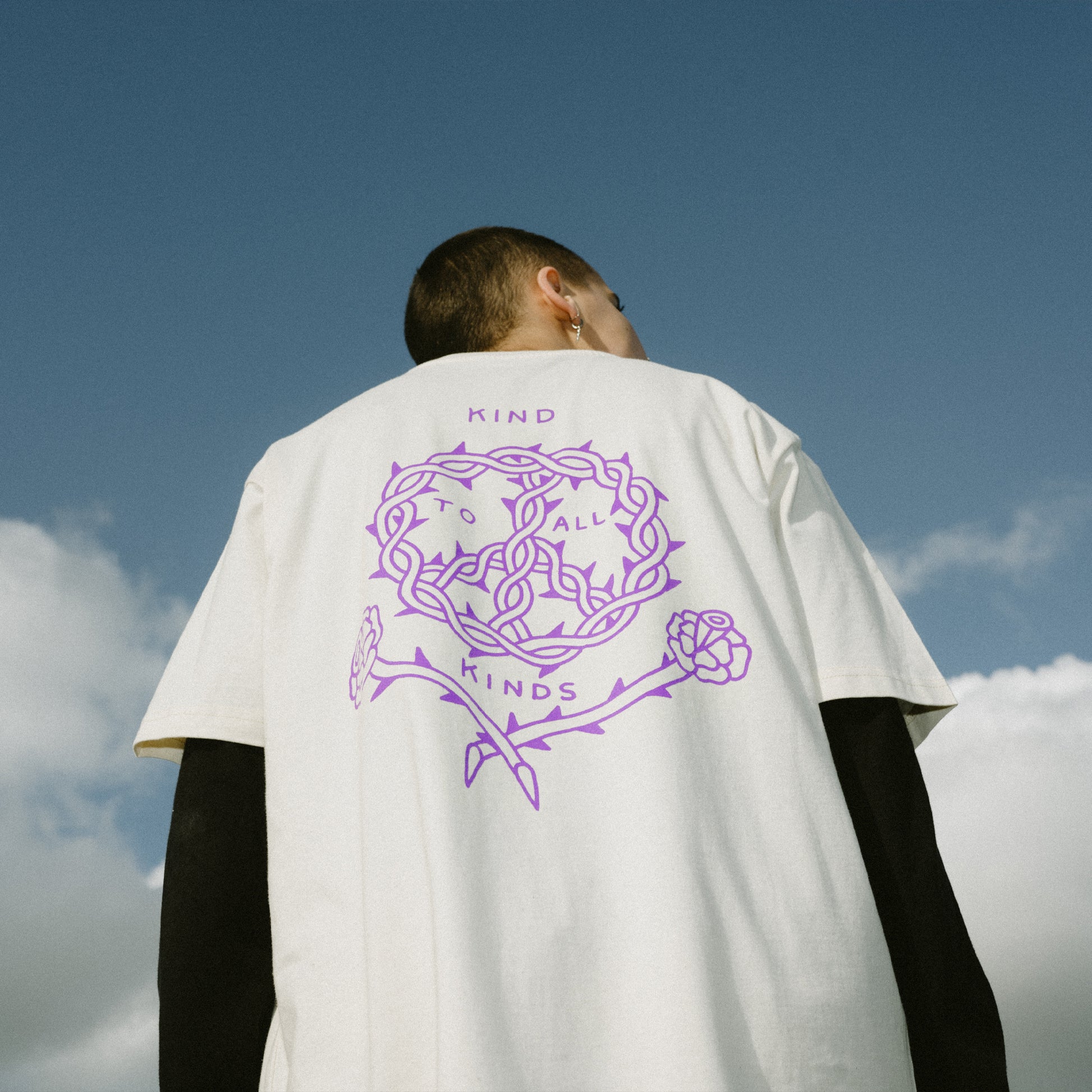 Vegan activism T-Shirt 'Kind to all kinds', portrait back